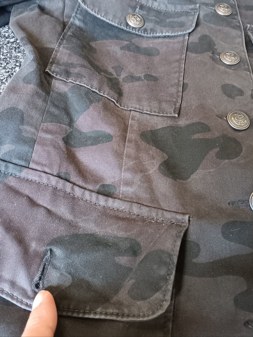 Cargo Military Style Camouflage Utility Jacket Army Coat London Jean Sz. 4 Women - Picture 2 of 12